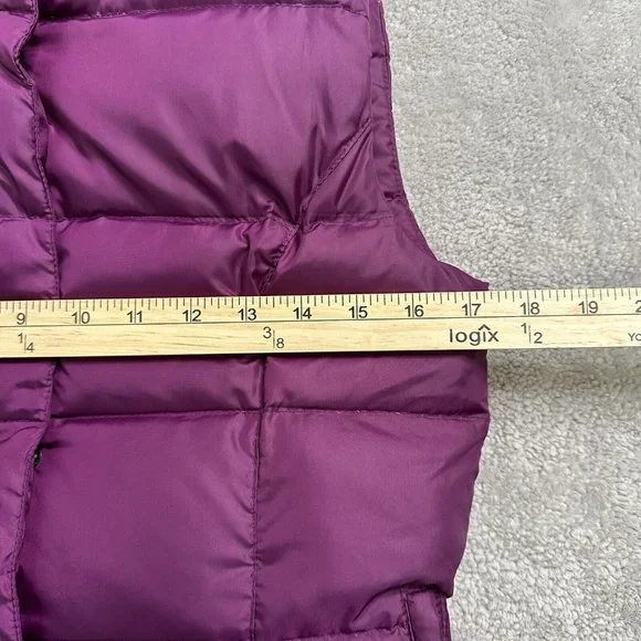 Eddie Bauer Womens Goose Down Puffer Vest Zip Snap Button Pockets Size XS Purple - Picture 4 of 12